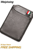 Weiyinxing Fashion Solid Mini Leather Magic Wallet Men Small Money Clips Bank Credit Card Purse ID Cash Holder For Man