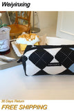 Weiyinxing Corduroy Women's Cosmetic Bag Simple Plaid Girls Canvas Pencil Case Leopard Print Ladies Lipstick Storage Bag Small Wallet