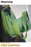 Weiyinxing Crossbody Bags For Women 2023 Solid Leather Shoulder Bag Women Casual Satchels Wide Straps Fashion Bag Female Handbag