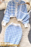 Weiyinxing Fashion Casual Knitted Cardigans + Camisole + Skirt Sets Girls Short Sweater Coat + Vest + Mini Skirt Suits Women Outfits