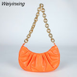 Weiyinxing Bag Women's 2023 New Underarm Bag Solid Color Pleated Bag Cloud Single Shoulder Messenger Bag Texture Handbag for Women