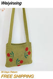 Weiyinxing Cherry Children Small Handbag Knitted Woolen Baby Girl Shoulder Bag Winter Vintage Boy Kids Mini Coin Purse Messenger Bags