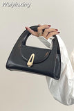 Weiyinxing Vintage Womens Shoulder Bag Simple Casual Top-handle Bags Solid Color Korean Style All-match Elegant Female Pu Leather Bag