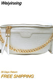 Weiyinxing Gold Chain Design PU Leather Crossbody Bags For Women 2023 New White Shoulder Messenger Handbags Small Chest Bag Travel