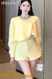 Weiyinxing Street Luxury Small Fragrance Two Piece Pant Set For Women Jacket Coat + Short Sets Autumn Winter 2 Piece Sets Women Outfit