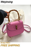 Weiyinxing Designer Women Shoulder Bags Bamboo Handle Handbag Brand Crossbody Bags Trend New Cute Purse High Quality Saddle Tote Bag