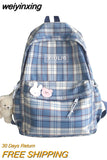 weiyinxing 2023 Women Backpack Female Cool Nylon Travel Bag Fashion Plaid Portable Cute Schoolbag College Teenage Girls Boys Bookbag