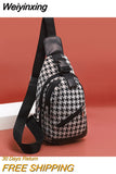 Weiyinxing Bags for Women Luxury Bag Designer Canvas Crossbody Bag Classic Messenger Bag Houndstooth Shoulder Bag New Ladies Small Bag