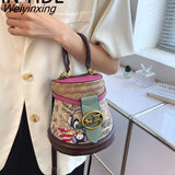 Weiyinxing Brand Graffiti Horseshoe Bags for Women High Quality Leather Shoulder Bag Luxury Purses and Handbags Designer Crossbody Bag
