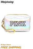 Weiyinxing Sequined Pink hand-held Make-up Bag Korean Edition Travel Portable Hand-held Pocket Square bag