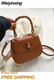 Weiyinxing Designer Women Shoulder Bags Bamboo Handle Handbag Brand Crossbody Bags Trend New Cute Purse High Quality Saddle Tote Bag
