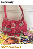 Weiyinxing Cool Women's Underarm Bag Hot Girls Pink Shoulder Bags Messenger Bag Retro Design Female Chain Purse Armpit Handbags