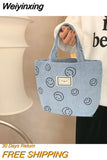 Weiyinxing Retro Women Small Tote Shoulder Bags Student Girls Lunch Bento Bag Hand Carry Shopper Bag Female Clutch Purse Handbags