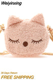 Weiyinxing Cute Children's Crossbody Bags Soft Plush Cat Kindergarten Girls Shoulder Bag Lovely Baby Kids Mini Coin Purse Handbags