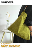 Weiyinxing Jacquard Tote Bags for Women Luxury Designer Shopper Handbags 2023 Girls Fashion Retro Green Large Capacity Shoulder Bags