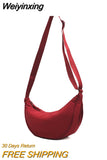 Weiyinxing Design Women's Hobos Shoulder Bag Solid Color Female Nylon Messenger Bags Portable Travel Phone Pouch Zipper Handbags