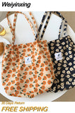 Weiyinxing Corduroy Women's Shoulder Bag Large Capacity Student Girls Casual Tote Book Handbags Flower Leopard Female Shopping Bags