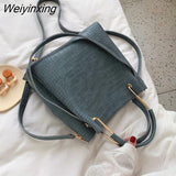 Weiyinxing Alligator Bucket Bag For Women PU Leather Shoulder Bag Big Capacity Crossdbody Bag Fashion Messenger Bag Luxury Lady Handbag