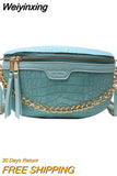Weiyinxing Gold Chain Design PU Leather Crossbody Bags For Women 2023 New White Shoulder Messenger Handbags Small Chest Bag Travel