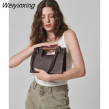 Weiyinxing Wooden Handle Women's Handbags Designer Square Shoulder Bags for Women 2023 Luxury Brand Flap Clutch Purses and Handbags