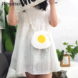 Weiyinxing Kawaii Poached Egg Packet Cute Cartoon Messenger Bag Canvas Bag Shoulder Bags Women Bag Purse Crossbody Bag Satchels