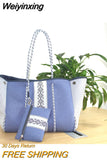 Weiyinxing Leopard Neoprene Women Shoulder Bags Casual Camouflage Beach Handbags Large Capacity Tote Big Shopper Bag Summer 2023