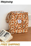 Weiyinxing Corduroy Women's Shoulder Bag Large Capacity Student Girls Casual Tote Book Handbags Flower Leopard Female Shopping Bags