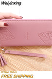 Weiyinxing Womens Wallets and Purses PU Leather Wallet Female Wristband Leaf Print Long Women Purse Large Capacity Bag Women Wallet