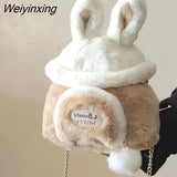 Weiyinxing Japanese Bag Autumn and Winter Soft Plush Storage Bag Women Bag Messenger Bag Cute Bunny Ears Large Capacity Tote Bag