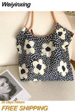 Weiyinxing New Style Fashion Vintage Floral Cotton Fabric Shoulderbage for Women Large Casual Capacity Shopping Tote Bags Hand Bag