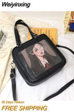 Weiyinxing Bag, Double Shoulder Messenger Bag Female New Student, Japanese PU Bar Bag 2023jk Bag Uniform Bag, Single Shoulder