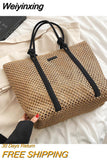 Weiyinxing Straw Women Tote Bag Luxury Designer 2023 Rattan Woven Handbags Handmade Travel Shopper Shoulder Bag Casual Beach Bag new