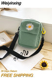 Weiyinxing Women's Single Shoulder Bag Fashion Solid Color Casual Handbag Outdoor Daisy Canvas Handbag Zipper Cross-body Bag Messenger Bag