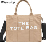 Weiyinxing Canvas Large Capacity Tote Women Handbags Designer Brand Letters Shoulder Crossbody Bags Luxury Big Shopper Bag Purse