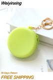 Weiyinxing Silicone Wallet Solid Color Children Cartoon Small Round Zero Purses Korean Style Cute Coin Key Storage Bag Mini Handbag