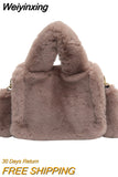Weiyinxing Women Bag Winter Handbags Designer Fake Fur Shoulder Bags Female Crossbody Bags 2023 New Luxury Messenger Bags Ladies Totes