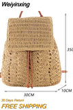 Weiyinxing Women's Straw Backpack Summer Boho Bohemian Hollow Shoulder Bag Hobo Crochet Women Travel Bags for Women Knitted Beach Backpack