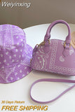 Weiyinxing PU Leather Women's Shell Bag Summer Cashew Flower Ladies Shoulder Crossbody Bag Female Set Small Top Handle Bags Handbags