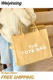 Weiyinxing Casual Canvas Large Capacity Tote Bag Women Handbags Designer Letters Shoulder Crossbody Bags Luxury Big Shopper Bag Purse
