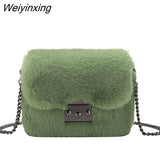 Weiyinxing YIDE Faux Rabbit Fur Bag Women Chain Crossbody Bag Shoulder Handbag Purse Mini Brand Designer Handbags Fashion Winter New