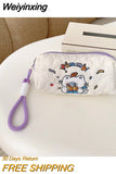 Weiyinxing Ladies Polyester Fabrics Cartoon Embroidery Clutchbag for Girls Cute Pattern Makeup Cosmetic Bag Student Pen Bags