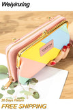 Weiyinxing Women's Shoulder Bag Holdheld Wallet Messenger Bag Fashion Korean Version Horizontal Splicing Color Multi-function Phone Bag