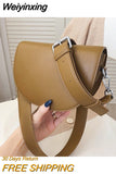 Weiyinxing Women's Handbags Designer Textured Saddle Bag Retro Solid Color Shoulder Crossbody Bags Trend Travel Clutch Purses Sac
