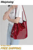 Weiyinxing Patent Leather Women Shoulder Bags Vintage Female Casual Tote Handbags Large Capacity Ladies Shopping Bag