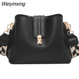 Weiyinxing YIDE Vintage Simple Small PU Leather Bucket Crossbody Bag for Women 2023 Designer Fashion Lady Luxury Black Shoulder Handbag