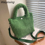 Weiyinxing Capacity Corduroy Bucket Bag Japanese Cute Plush Messenger Bag Kawaii Women's Bag Handbag Tote Bag Purses Little Bag