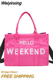 Weiyinxing Women's Vintage Tote Bags Shoulder Bag for Women Nylon Casual Large Capacity Designer Brand Letters Luxury Big Shopper Handbags