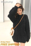 Weiyinxing Cashmere Autumn Knitted Sweater Women O-Neck Long Sleeve Vintage Casual Jumpers Loose Vintage Streetwear Hairy M504