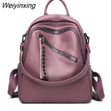 Weiyinxing New High Quality Leather Backpacks Women High Capacity Travel Backpack Mochilas School Bags For Teenage Girls Shoulder Bag