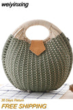 weiyinxing Shell Round Wicker Woven Women Handbags Designer Rattan Lady Shoulder Crossbody Bags Casual Summer Beach Straw Bag Purse